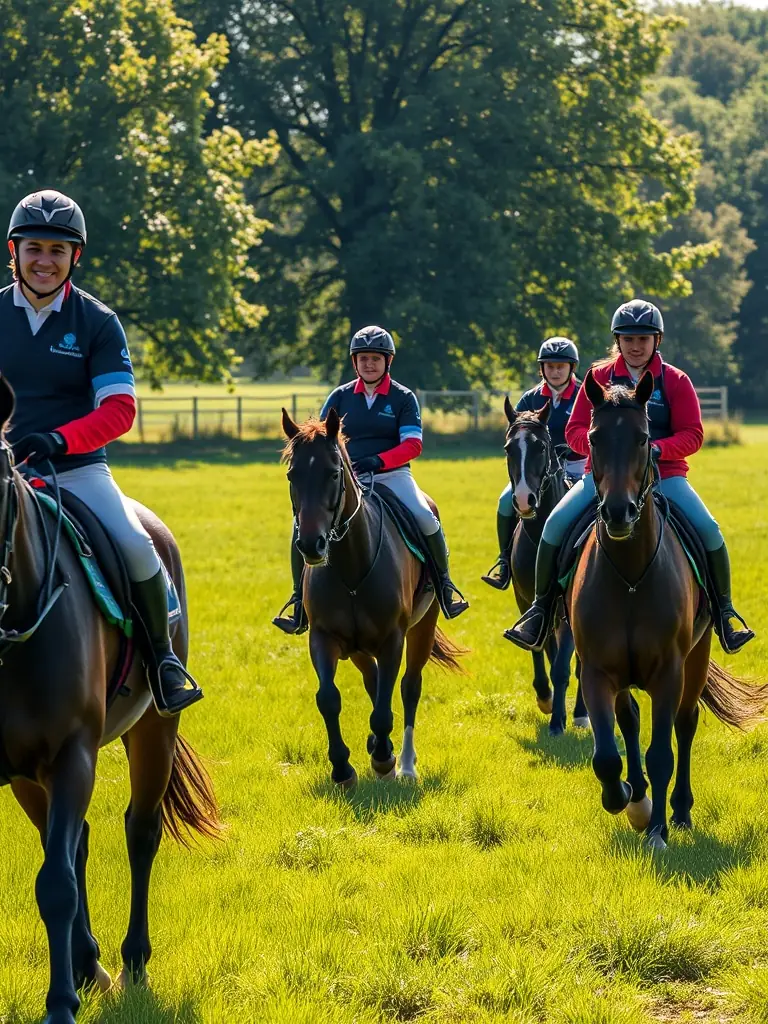 Participants navigating an obstacle course during a TREC competition, demonstrating the horsemanship and teamwork required in this challenging equestrian sport.